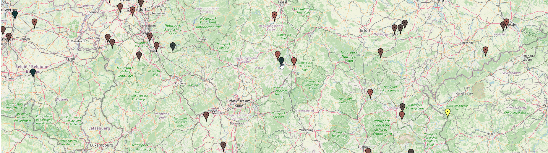 Zoom Map Mitte Deutschland